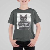 Funny Cat Mugshot T Shirt For Kid In My Defense I Was Left Unsupervised