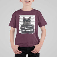 Funny Cat Mugshot T Shirt For Kid In My Defense I Was Left Unsupervised