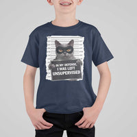 Funny Cat Mugshot T Shirt For Kid In My Defense I Was Left Unsupervised