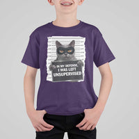 Funny Cat Mugshot T Shirt For Kid In My Defense I Was Left Unsupervised