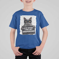 Funny Cat Mugshot T Shirt For Kid In My Defense I Was Left Unsupervised