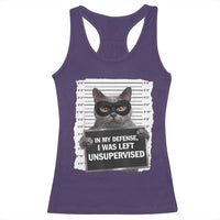 Funny Cat Mugshot Racerback Tank Top In My Defense I Was Left Unsupervised