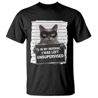 Funny Cat Mugshot T Shirt In My Defense I Was Left Unsupervised