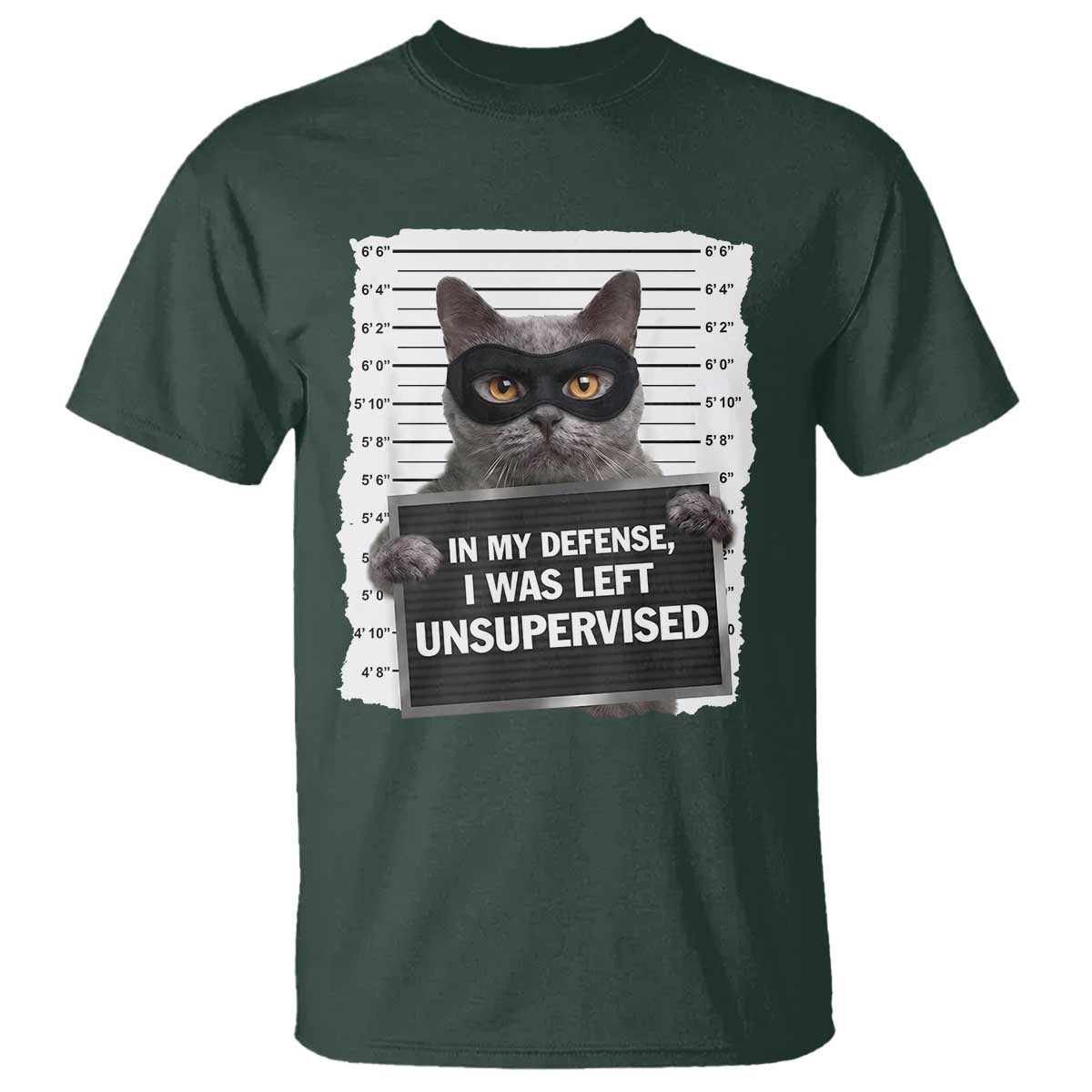 Funny Cat Mugshot T Shirt In My Defense I Was Left Unsupervised