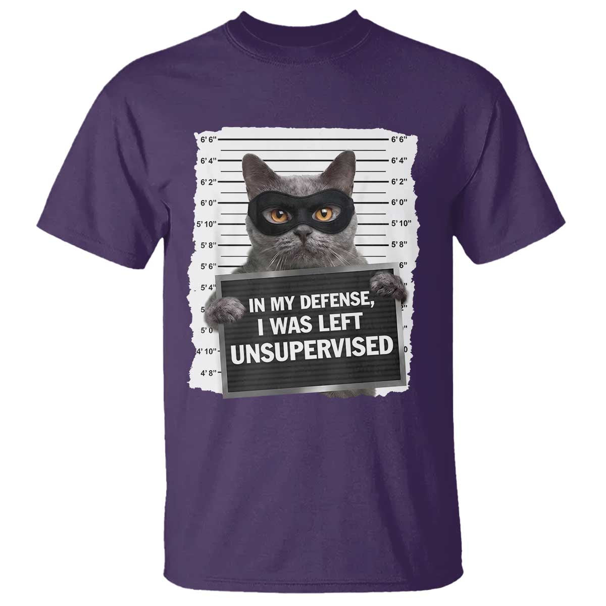 Funny Cat Mugshot T Shirt In My Defense I Was Left Unsupervised