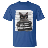 Funny Cat Mugshot T Shirt In My Defense I Was Left Unsupervised