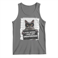 Funny Cat Mugshot Tank Top In My Defense I Was Left Unsupervised