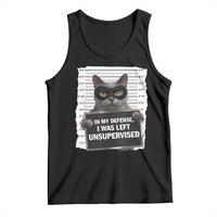 Funny Cat Mugshot Tank Top In My Defense I Was Left Unsupervised