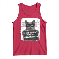 Funny Cat Mugshot Tank Top In My Defense I Was Left Unsupervised
