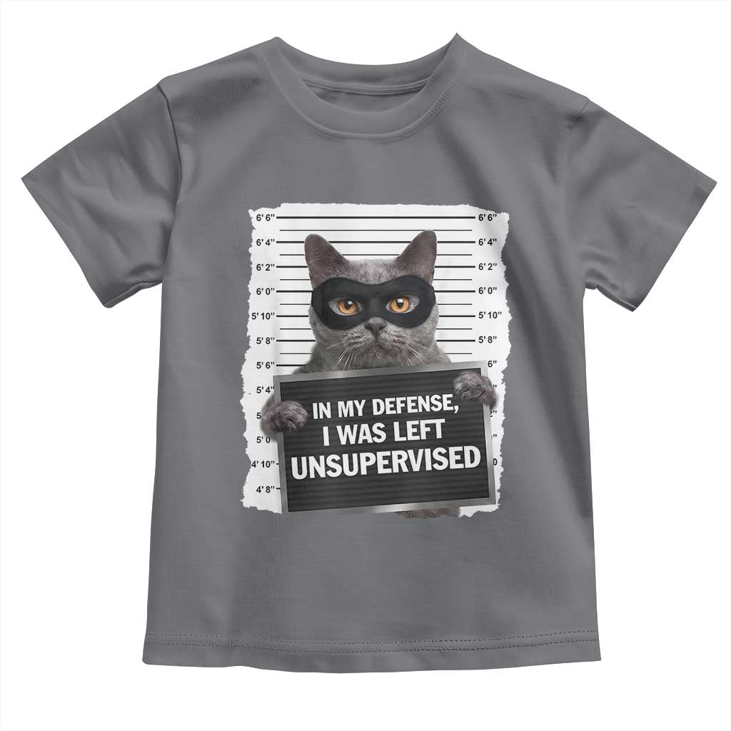 Funny Cat Mugshot Toddler T Shirt In My Defense I Was Left Unsupervised