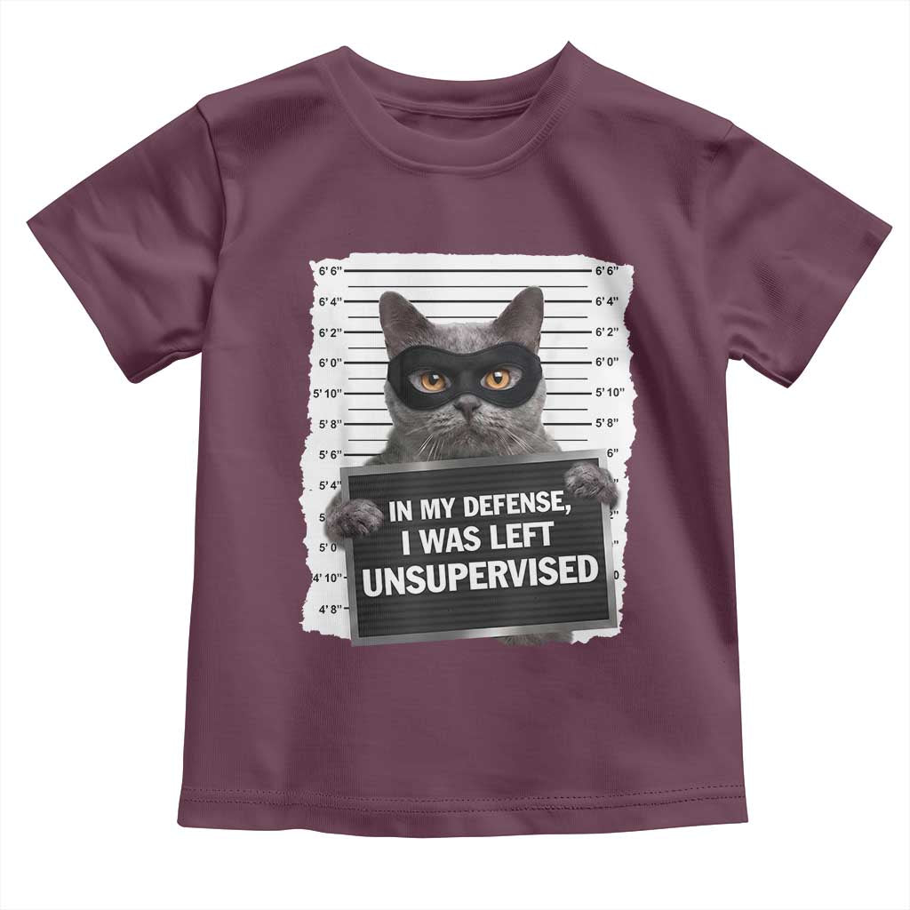 Funny Cat Mugshot Toddler T Shirt In My Defense I Was Left Unsupervised