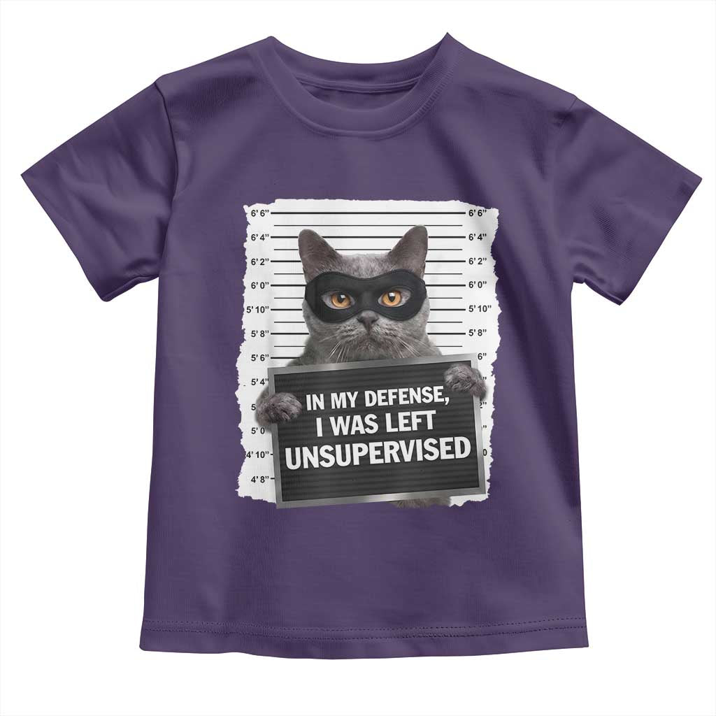 Funny Cat Mugshot Toddler T Shirt In My Defense I Was Left Unsupervised