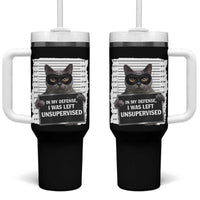 Funny Cat Mugshot Tumbler With Handle In My Defense I Was Left Unsupervised