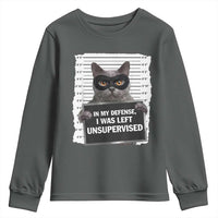 Funny Cat Mugshot Youth Sweatshirt In My Defense I Was Left Unsupervised