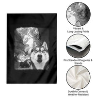 Funny Husky Chaos Garden Flag Cool Dog Selfie With Burning Car