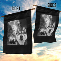 Funny Husky Chaos Garden Flag Cool Dog Selfie With Burning Car