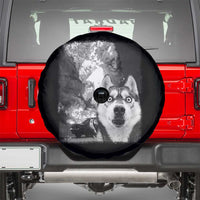 Funny Husky Chaos Spare Tire Cover Cool Dog Selfie With Burning Car