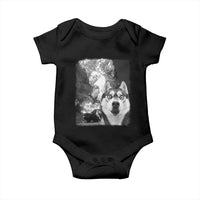 Funny Husky Chaos Baby Onesie Cool Dog Selfie With Burning Car