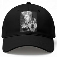 Funny Husky Chaos Baseball Cap Cool Dog Selfie With Burning Car