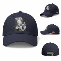 Funny Husky Chaos Baseball Cap Cool Dog Selfie With Burning Car
