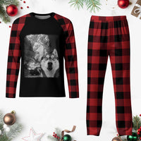 Funny Husky Chaos Plaid Pajama Set Cool Dog Selfie With Burning Car