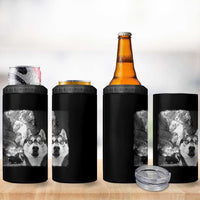 Funny Husky Chaos 4 in 1 Can Cooler Tumbler Cool Dog Selfie With Burning Car