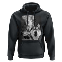 Funny Husky Chaos Hoodie Cool Dog Selfie With Burning Car