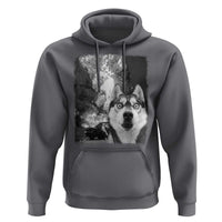 Funny Husky Chaos Hoodie Cool Dog Selfie With Burning Car