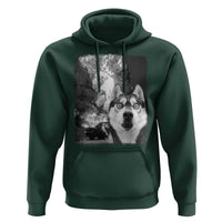 Funny Husky Chaos Hoodie Cool Dog Selfie With Burning Car