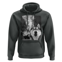 Funny Husky Chaos Hoodie Cool Dog Selfie With Burning Car
