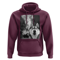 Funny Husky Chaos Hoodie Cool Dog Selfie With Burning Car