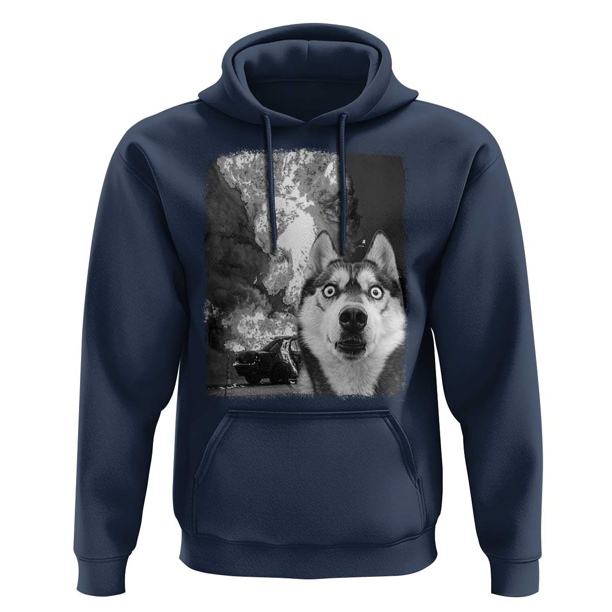 Funny Husky Chaos Hoodie Cool Dog Selfie With Burning Car