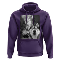 Funny Husky Chaos Hoodie Cool Dog Selfie With Burning Car