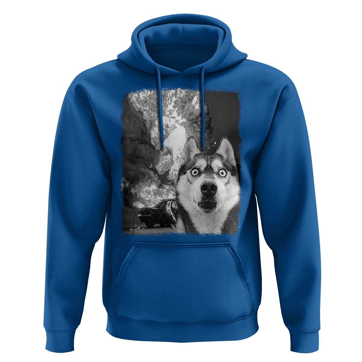 Funny Husky Chaos Hoodie Cool Dog Selfie With Burning Car