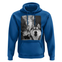 Funny Husky Chaos Hoodie Cool Dog Selfie With Burning Car