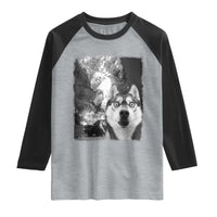 Funny Husky Chaos Raglan Shirt Cool Dog Selfie With Burning Car