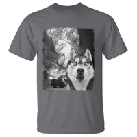Funny Husky Chaos T Shirt Cool Dog Selfie With Burning Car