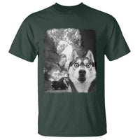 Funny Husky Chaos T Shirt Cool Dog Selfie With Burning Car