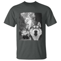 Funny Husky Chaos T Shirt Cool Dog Selfie With Burning Car