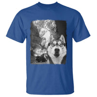 Funny Husky Chaos T Shirt Cool Dog Selfie With Burning Car