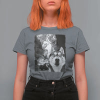 Funny Husky Chaos T Shirt For Women Cool Dog Selfie With Burning Car