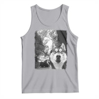 Funny Husky Chaos Tank Top Cool Dog Selfie With Burning Car