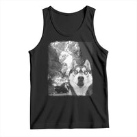 Funny Husky Chaos Tank Top Cool Dog Selfie With Burning Car