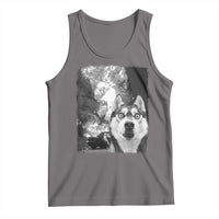 Funny Husky Chaos Tank Top Cool Dog Selfie With Burning Car