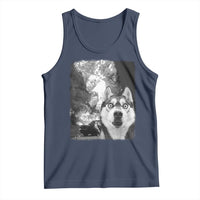 Funny Husky Chaos Tank Top Cool Dog Selfie With Burning Car