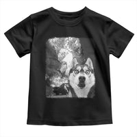 Funny Husky Chaos Toddler T Shirt Cool Dog Selfie With Burning Car