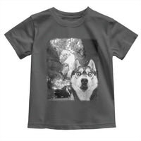 Funny Husky Chaos Toddler T Shirt Cool Dog Selfie With Burning Car