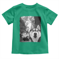 Funny Husky Chaos Toddler T Shirt Cool Dog Selfie With Burning Car