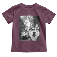 Funny Husky Chaos Toddler T Shirt Cool Dog Selfie With Burning Car