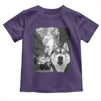 Funny Husky Chaos Toddler T Shirt Cool Dog Selfie With Burning Car